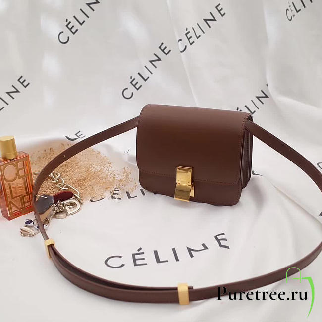 celine leather classic box shoulder bag brown - 1