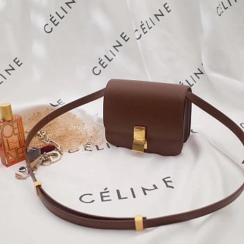 celine leather classic box shoulder bag brown