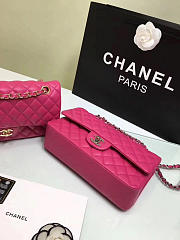 chanel lambskin leather flap bag gold/silver rose red CohotBag 25cm - 5