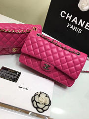 chanel lambskin leather flap bag gold/silver rose red CohotBag 25cm - 3