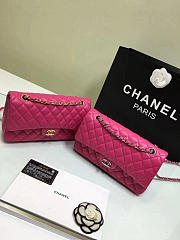 chanel lambskin leather flap bag gold/silver rose red CohotBag 25cm - 2