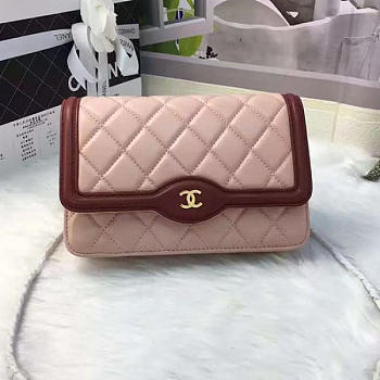 Chanel lambskin mini chain wallet light pink | A81023