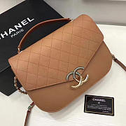 chanel grained calfskin flap bag with top handle khaki CohotBag a93633 vs05669 - 1