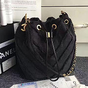 Chanel canvas patchwork drawstring bag black a93727 vs08534 - 1