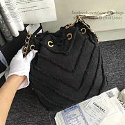 Chanel canvas patchwork drawstring bag black a93727 vs08534 - 3