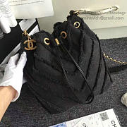 Chanel canvas patchwork drawstring bag black a93727 vs08534 - 6