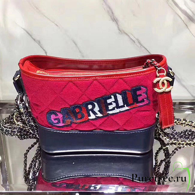 Chanel's gabrielle small hobo bag red & navy blue | A91810  - 1