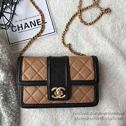 Chanel lambskin small wallet on chain beige| A91365  - 4