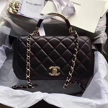 Chanel caviar quilted lambskin flap bag with top handle blacka93752 vs02984