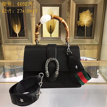 Gucci dionysus medium top handle bag black leather 