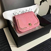 chanel snake embossed flap shoulder bag pink CohotBag a98774 vs09287 - 5
