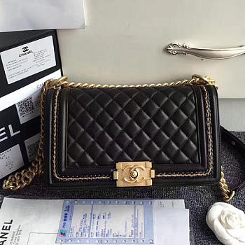Chanel lambskin medium boy bag black | A67086 