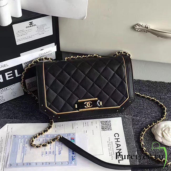 chanel lambskin and calfskin flap bag black CohotBag a91836 vs07673 - 1