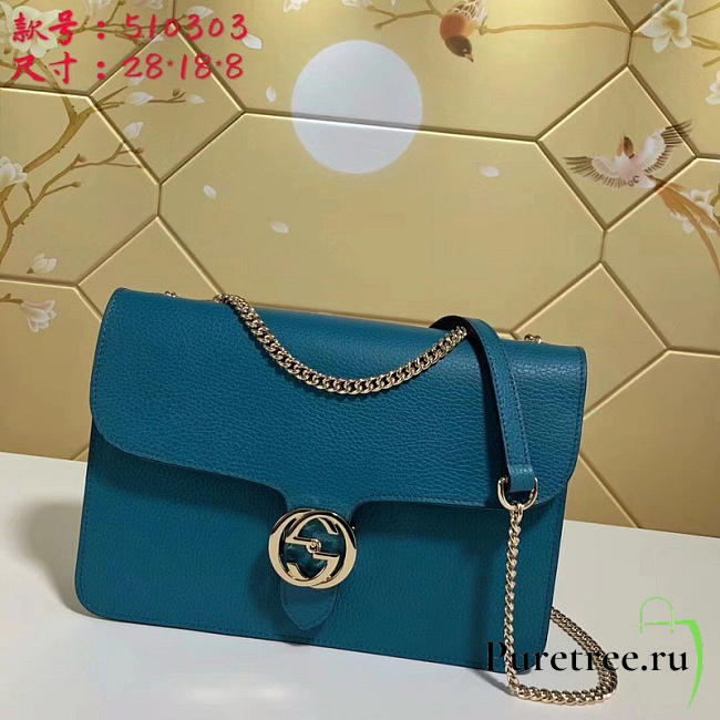 Gucci gg flap shoulder bag on chain sapphire blue 510303 - 1