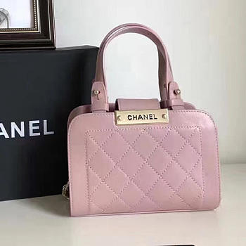 chanel small label click leather shopping bag pink CohotBag a93731 vs09584