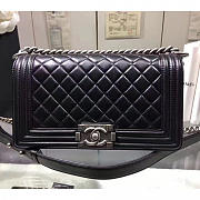 Chanel quilted lambskin medium boy bag black silver hardware | A67086  - 1