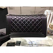 Chanel quilted lambskin medium boy bag black silver hardware | A67086  - 3