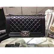 Chanel quilted lambskin medium boy bag black silver hardware | A67086  - 4