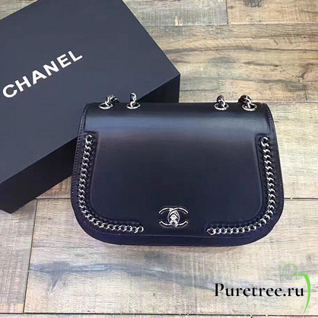 chanel calflskin flap bag black CohotBag a98775 vs07274 - 1