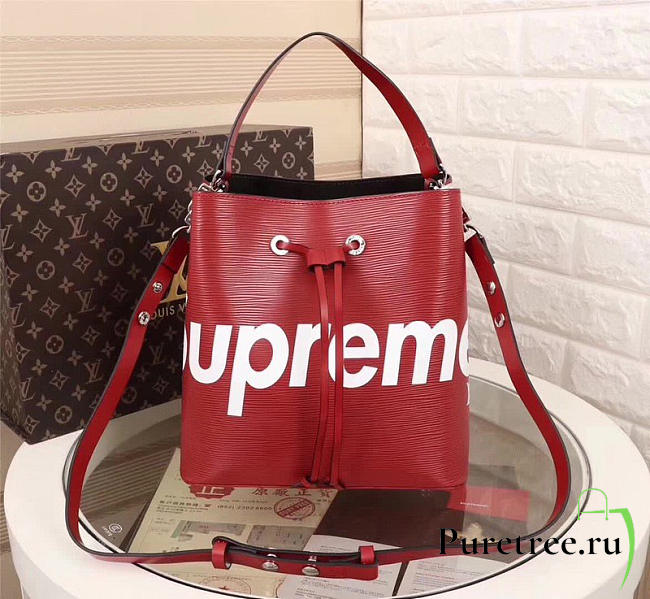 louis vuitton supremebucket bag red m44022 - 1