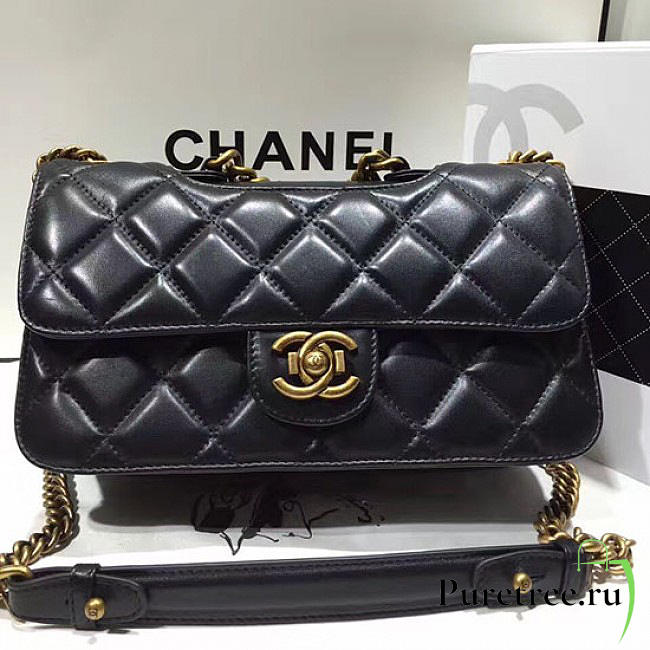 chanel quilted calfskin perfect edge bag gold black CohotBag a14041 vs02054 - 1