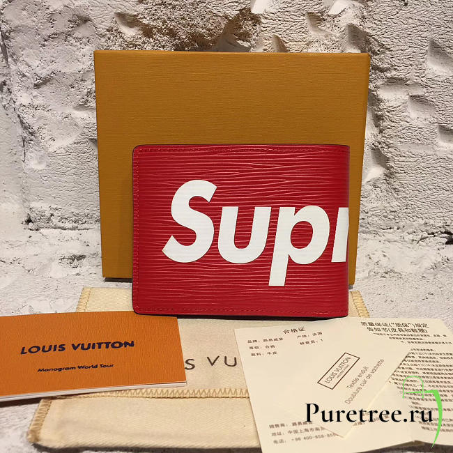 Louis Vuitton Supreme Pocket Red Wallet | 3803 - 1