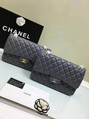 chanel lambskin leather flap bag gold/silver grey CohotBag 30cm  - 2