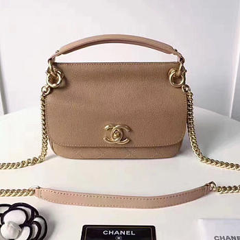 Chanelgrained calfskin mini top handle flap bag beige a93756 vs06010