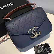 chanel grained calfskin flap bag with top handle blue CohotBag a93633 vs06142 - 1