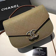 Chanel grained calfskin flap bag with top handle green a93633 vs09198 - 1