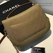 Chanel grained calfskin flap bag with top handle green a93633 vs09198 - 2