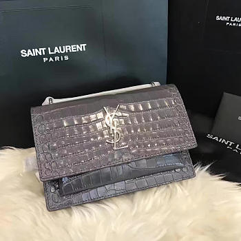 YSL sunset chain wallet in crocodile embossed shiny leather | 4829