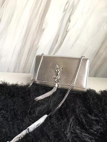 ysl kate cain wallet with tassel in crinkled metallic leather CohotBag 5003