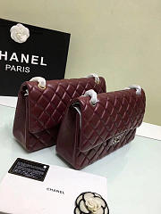 chanel lambskin leather flap bag wine red gold/silver 30cm  - 6