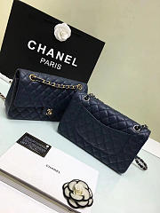 chanel calfskin leather flap bag gold/silver royalblue 25cm - 4