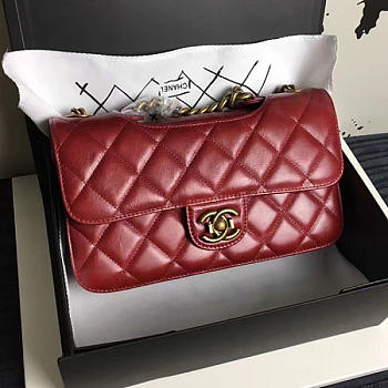 chanel red oil wax leather perfect edge bag CohotBag a14041 vs05760