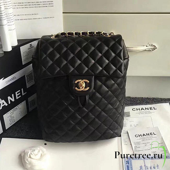 Chanel caviar quilted lambskin backpack black gold hardware | 170302  - 1
