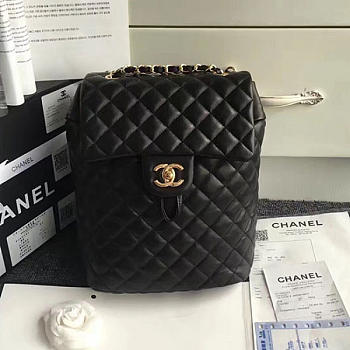Chanel caviar quilted lambskin backpack black gold hardware | 170302 