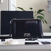 Chanel medium chevron lambskin quilted boy bag black | A13044  - 1