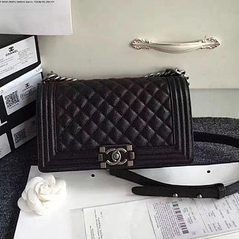 Chanel quilted caviar medium boy bag black | A180301