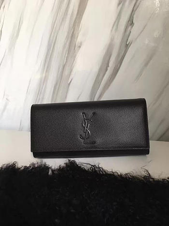 ysl monogram kate clutch grain de poudre embossed leather black