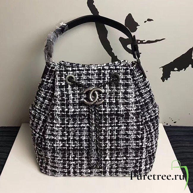 Chanel black/white tweed bucket bag | A13042  - 1