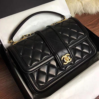 chanel quilted lambskin gold-tone metal flap bag black CohotBag a91365 vs03475