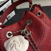 chanel calfskin bucket bag red CohotBag a93597 vs04761 - 6
