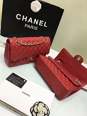 Chanel Grained calfskin flap bag gold red 25cm - 6