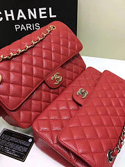 Chanel Grained calfskin flap bag gold red 25cm - 5