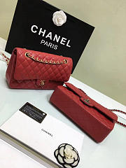 Chanel Grained calfskin flap bag gold red 25cm - 4