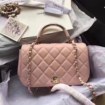 Chanel caviar quilted lambskin flap bag with top handle pink a93752 vs00969