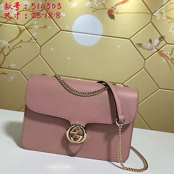 Gucci gg flap shoulder bag on chain pink 510303