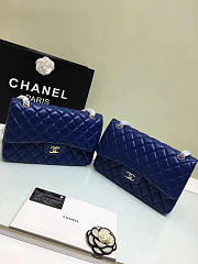 chanel lambskin leather flap bag gold/silver blue CohotBag 30cm - 2